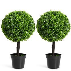 2 PCS 24" Artificial Boxwood Topiary Ball Tree