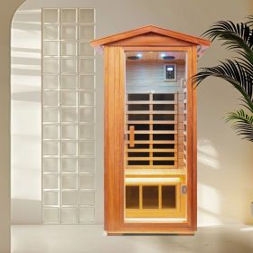 Outdoor Khaya wood one person far infrared sauna room