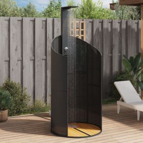 Outdoor Shower Black 39.4"x39.4"x95.1" Poly Rattan and Acacia Wood