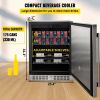 VEVOR 24'' Built-in Beverage Cooler, 5.3 cu.ft. Stainless Steel Beverage Refrigerator w/Embraco Compressor, 142 Can Beer Fridge for Home Bar Office Ou