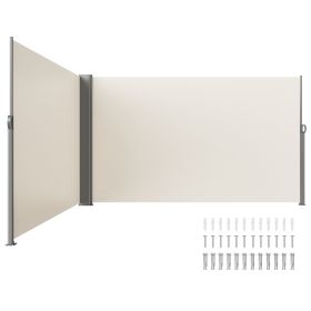 VEVOR Beige Retractable 63''*236'' Awning-Rugged Full Aluminum Rust-Proof; Patio Sunshine Screen; Privacy Divider; Wind Screen. Longer Service Life