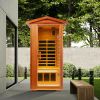 Outdoor Khaya wood one person far infrared sauna room