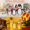 Light up Penguins Christmas Decorations with 194 LED Lights and Zip Ties