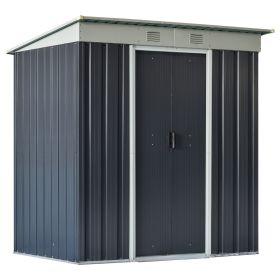 Outsunny 6' x 4' Metal Lean to Garden Shed, Outdoor Storage Shed, Garden Tool House with Double Sliding Doors, 2 Air Vents for Backyard, Patio, Lawn