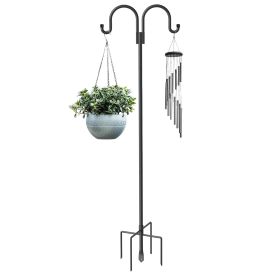 Double Shepherd Hooks for Outdoor, 79 Inch Heavy Duty Bird Feeder Pole for Hanging Bird Feeder, Garden Hooks Plant Baskets