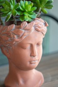 D6x9" Visage Head Bust Planter, Brown