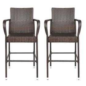 2pcs High Bar Chair Brown Gradient