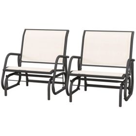 2PCS Outdoor Glider Chair-Cream White(Swiship-Ship)(Prohibited by WalMart)