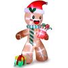 7.9 FT Lighted Christmas Inflatable Decoration, Inflatable Gingerbread Man Outdoor Decoration, Funny Blow Up Yard Decorations with Built-in LED Lights