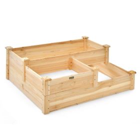 3-Tier Wooden Raised Garden Bed with Open-Ended Base