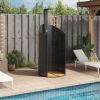 Outdoor Shower Black 39.4"x39.4"x95.1" Poly Rattan and Acacia Wood