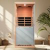 Large glass mini hemlock sauna with left door opening