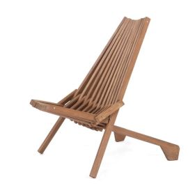 Wood Folding Chair for Outdoor, Low Profile Acacia Wood Lounge Chair for Balcony Porch Backyard Patio Lawn Garden