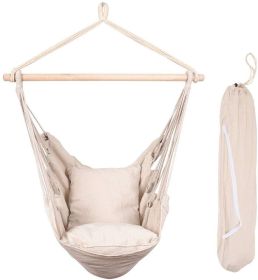 Hammocks Hanging Rope Hammock Chair Swing Seat with Two Seat Cushions and Carrying Bag;  Weight Capacity 300 Lbs;  Natural