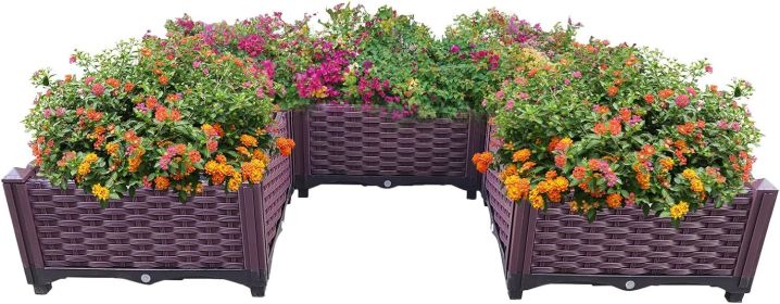 Plastic Raised Garden Bed, Set Planter Grow Boxes for Indoor & Outdoor Vegetable Fruit Flower Herb Growing Box