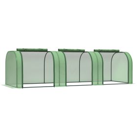 10' x 3' x 2.5' Mini Greenhouse, Portable Tunnel Green House with Roll-Up Zippered Doors, UV Waterproof Cover, Steel Frame, Green