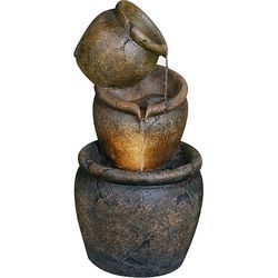 Venetian 3 Water Pot 27-inch Lighted Zen Fountain